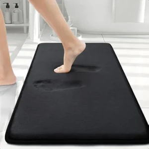 Memory Foam Bath Mat 30x20 Extra Soft and Absorbent Bathroom Mats Non Slip  Black