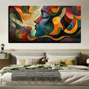 Large abstract canvas wall art,1.5 inch thick pine solid wood frame