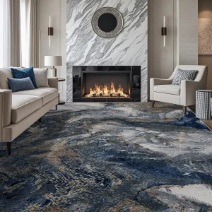Modern Washable Rug for Living Room: Abstract 8x10 for Bedroom Low Pile Non Slip - Stain Resistant Carpet