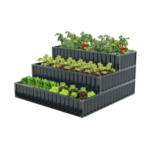 3-Tier Raised Garden Bed,47" x 47" x 24" Metal Outdoor Elevated Planter Box