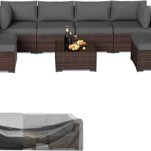 Patio Furniture Sets, 7 Pieces  Outdoor Indoor Backyard L Garden