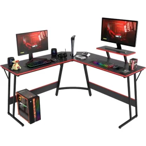 L Shaped Corner Gaming Desk with Large Desktop