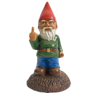 Middle Finger White Beard Dwarf Gnome 5.9in Lawn Garden Decor