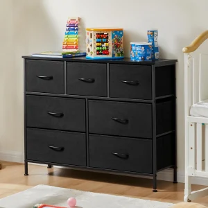 JHK Dresser For Bedroom With 7 Fabric Drawers Organizer Storage Closet Chest Clothes For Living Room Display Cabinet