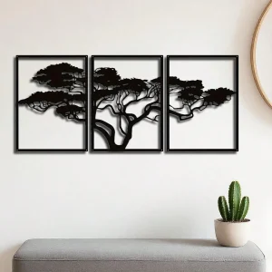 "Handmade African Baobab Tree Metal Wall Art – Tribal Boho Tree of Life Sculpture, Unique Ethnic Decor