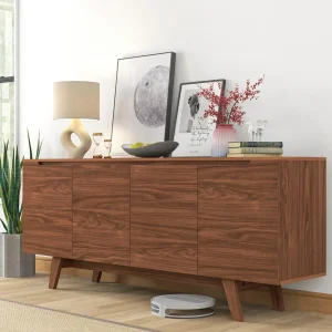 Mid-Century Modern TV Console with Storage Cabinet for 80 inch TV