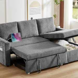 Hcore 3-in-1 Convertible Sofa Bed with Adjustable Backrest,