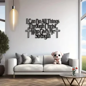 Empowering Wall Art: "I Can Do All Things Through Christ Who Gives Me Strength" —Inspirational Home Decor Piece